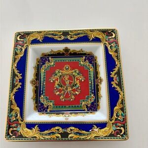 Versace Square Porcelain Rosenthal Le Roi Soleil  in Red, Blue & Gold